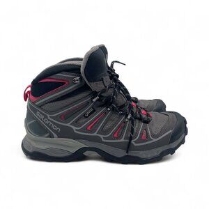 Salomon Womens X Ultra 2 Mid GTX Gore-Tex Gray Pink Hiking Boots 371477 Size 9